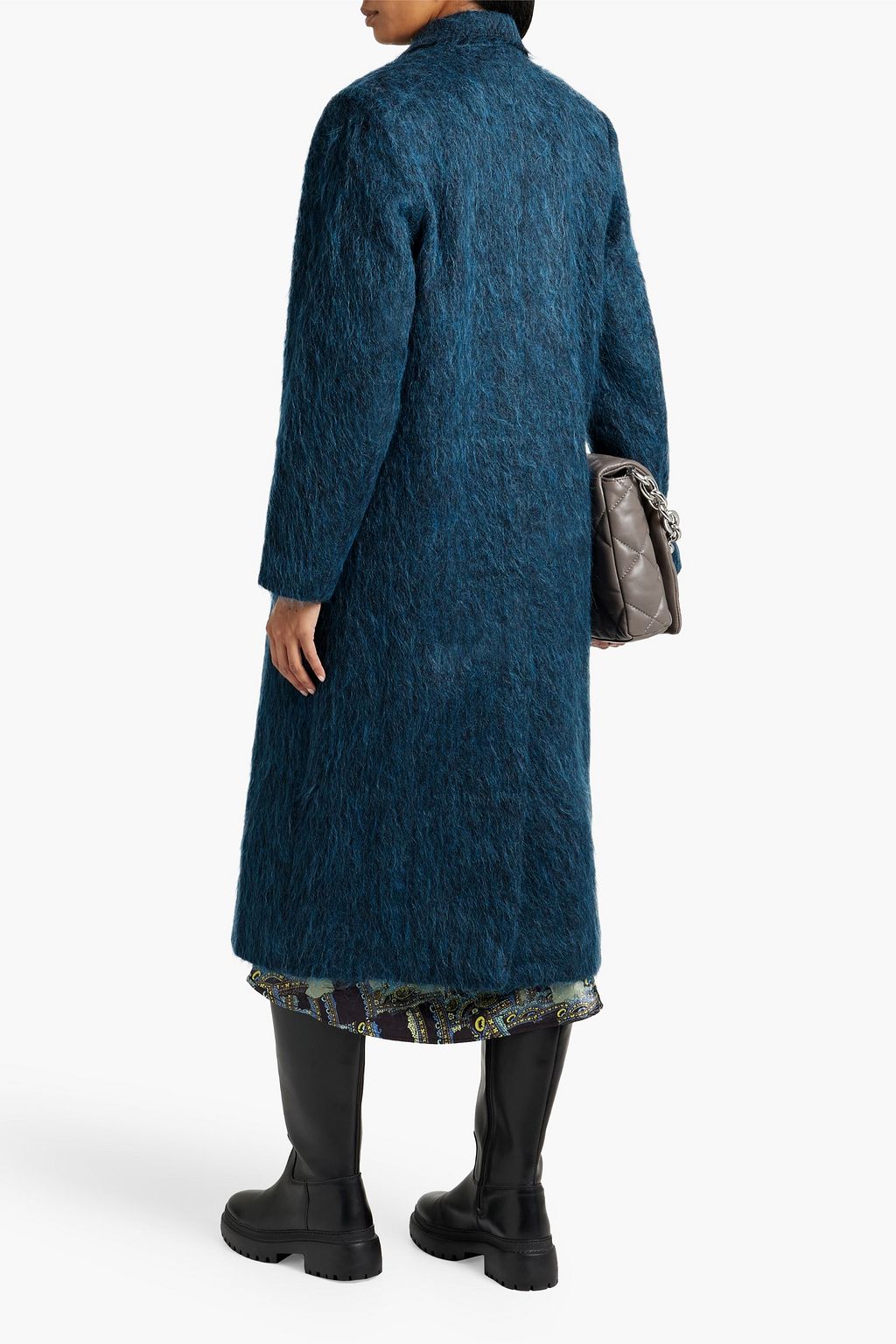 GANNI Double-breasted brushed wool-blend coat