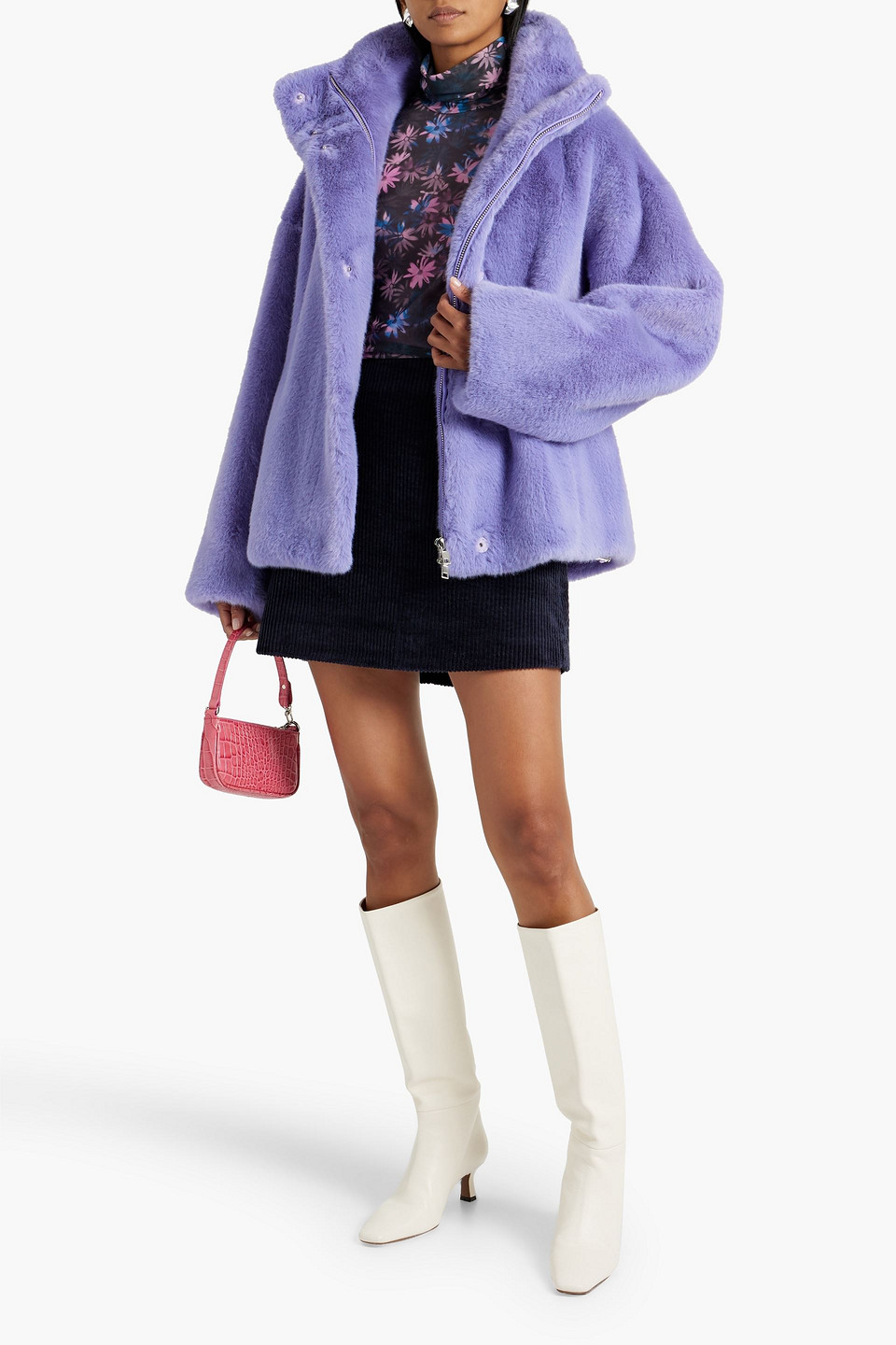 Shop Stand Studio Zendaya Faux Fur Jacket In Lavender