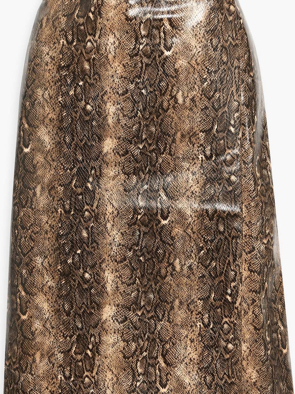 faux snake-effect leather wrap skirt