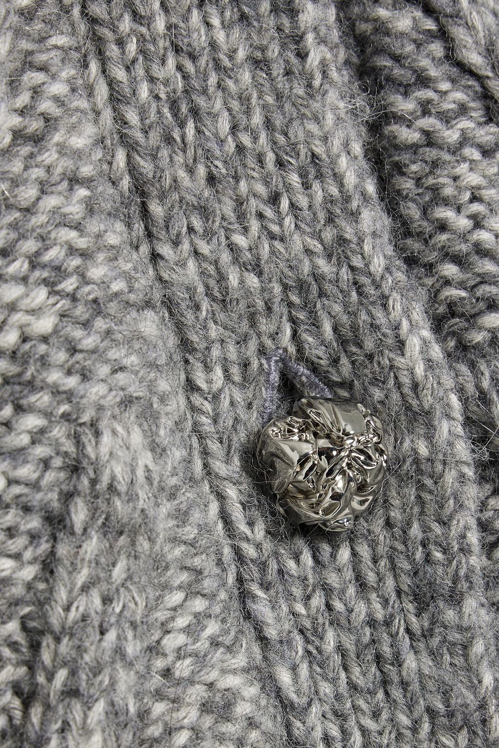 GANNI Cardigan aus einer Baumwollmischung mit Zopfstrickmuster und Popelinebesatz