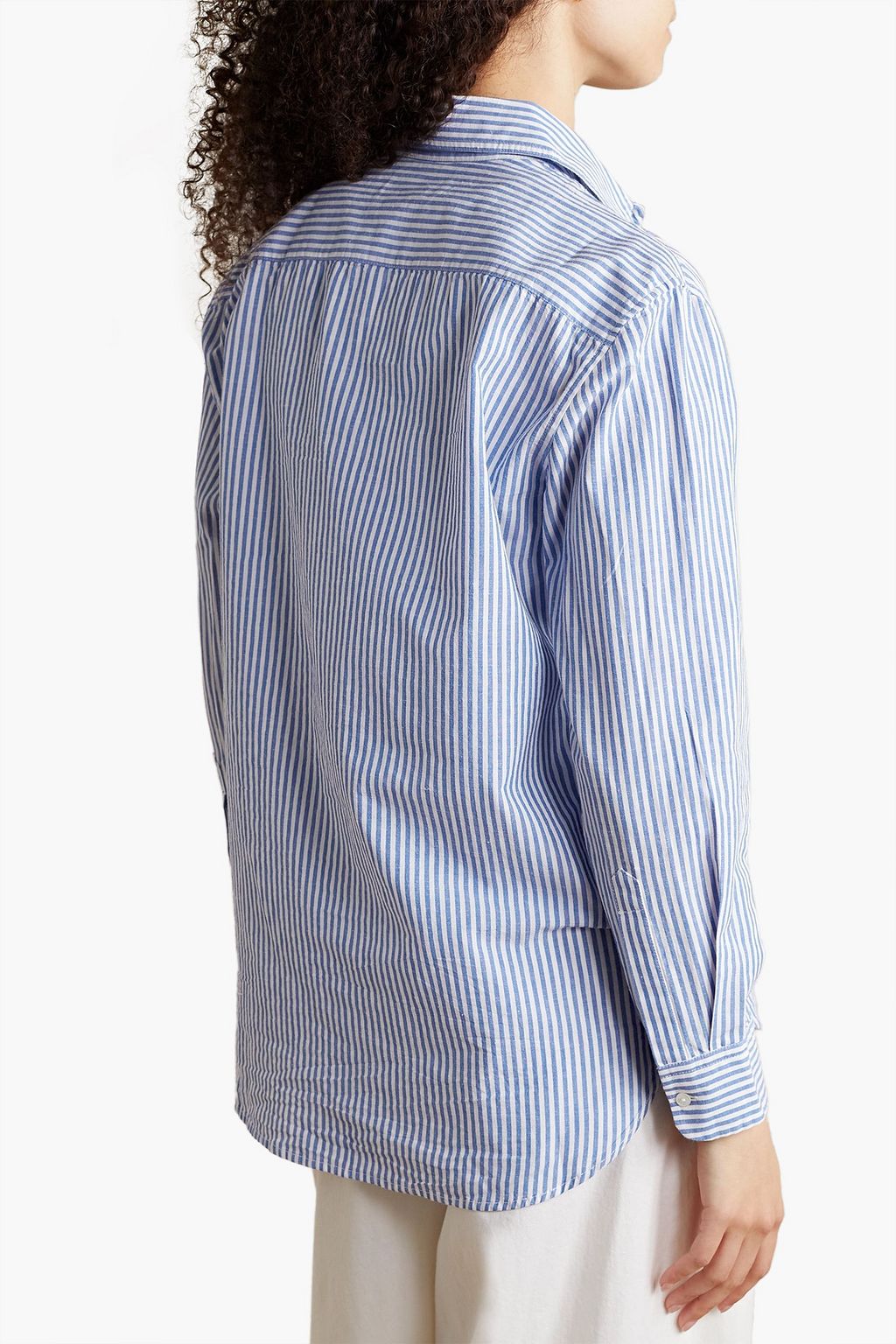 NILI LOTAN Felicity striped cotton and ramie-blend shirt