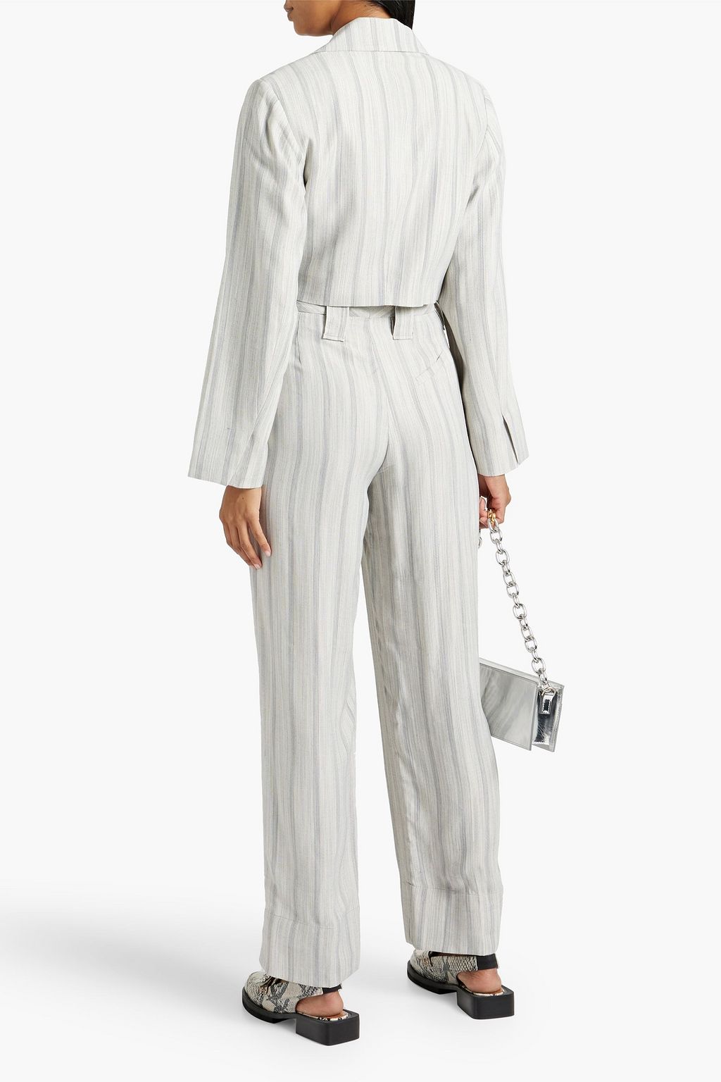 GANNI Pleated jacquard wide-leg pants