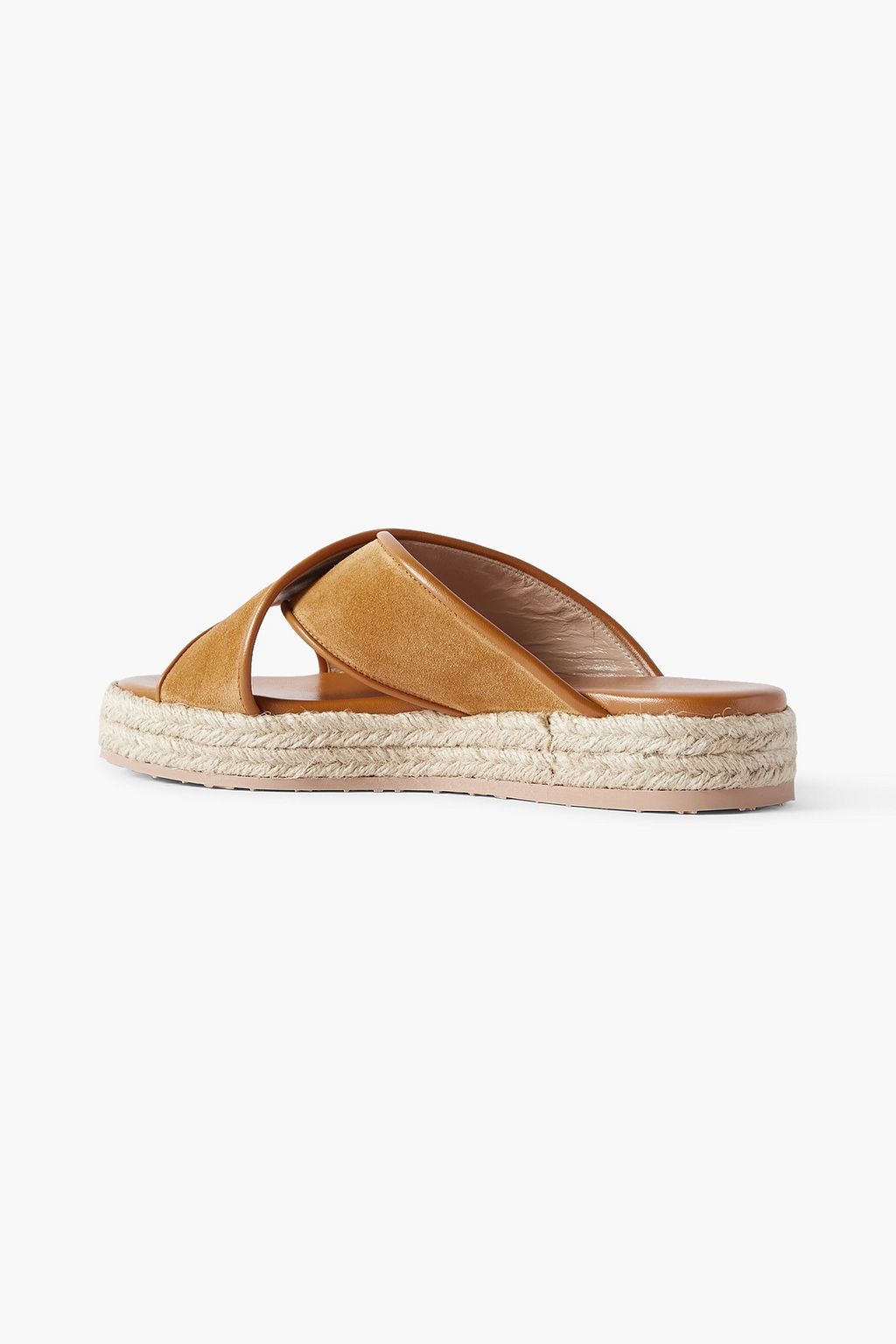 GIANVITO ROSSI Leather-trimmed suede platform espadrille slides