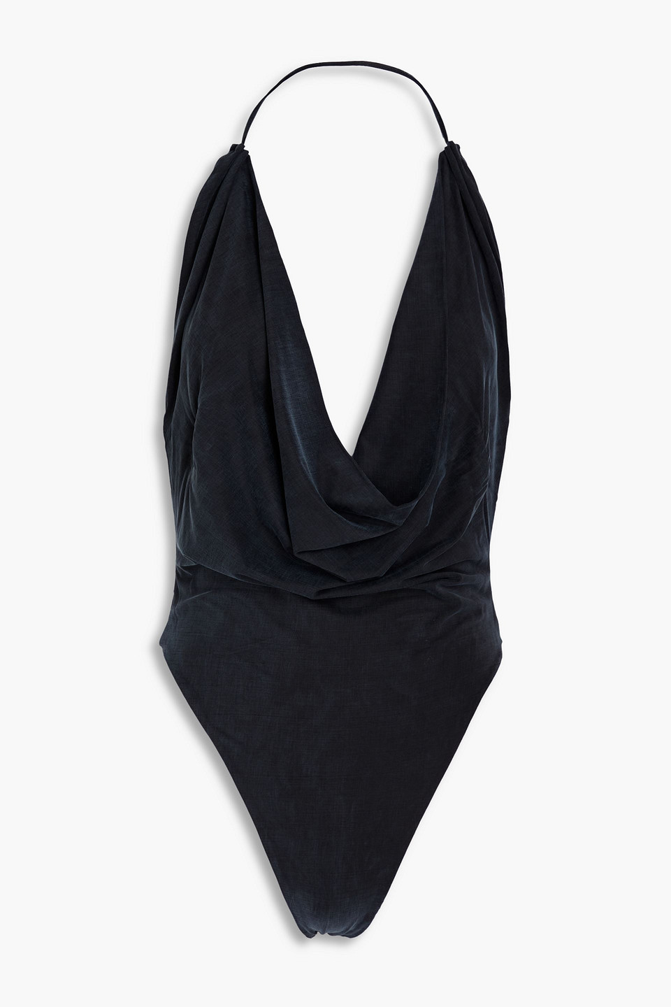 Gauge81 Manaus Draped Washed Stretch-cupro Bodysuit In Black