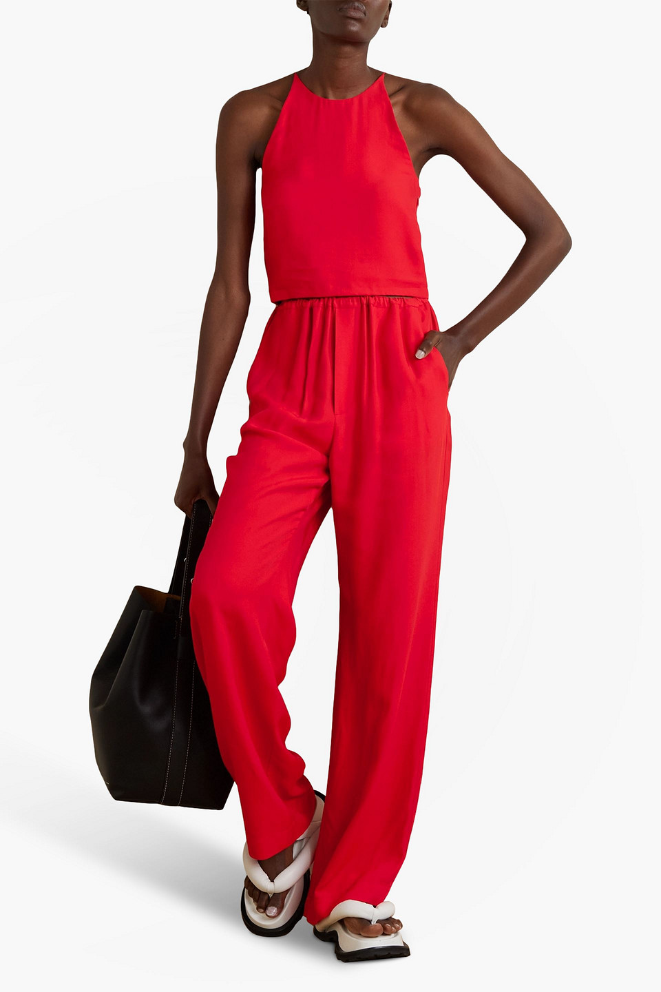 Gauchère Cropped Twill Camisole In Red