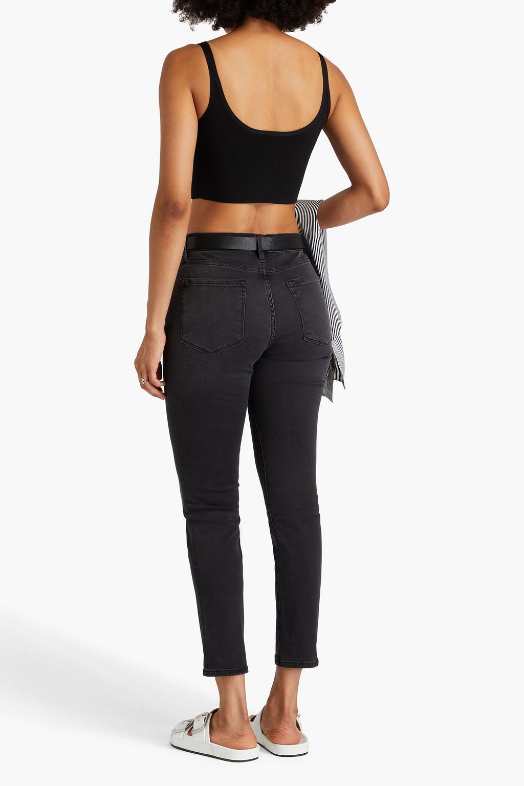 FRAME Le Garcon cropped faded slim-fit boyfriend jeans