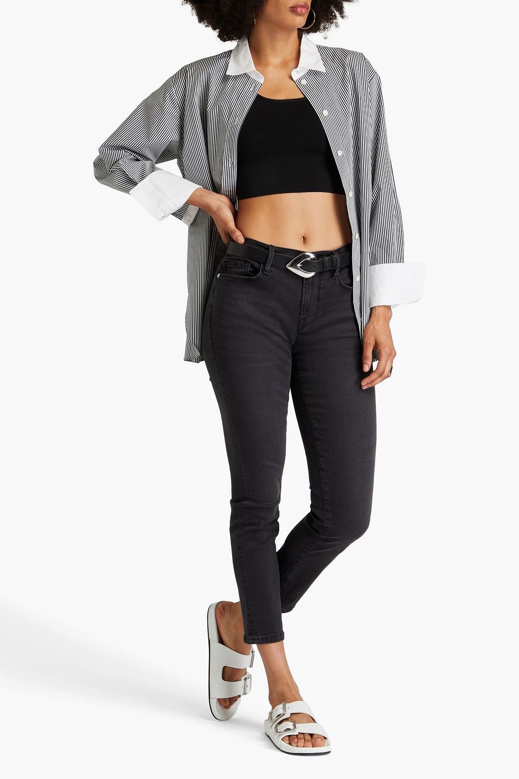 FRAME Le Garcon cropped faded slim-fit boyfriend jeans