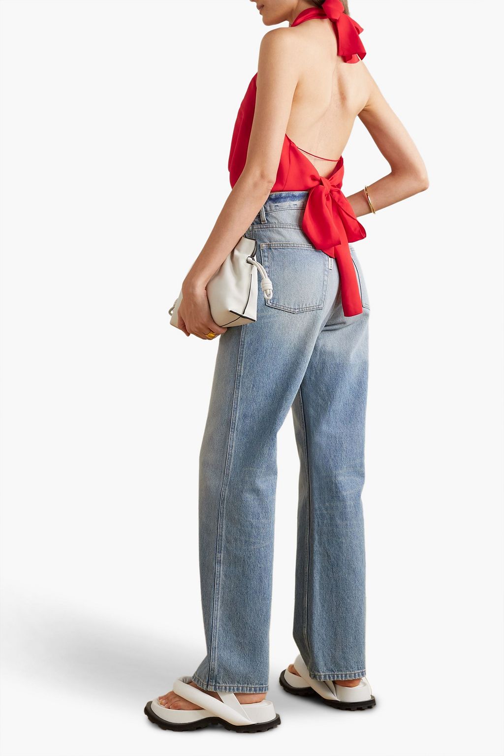 GAUCHERE Open-back twill halterneck top