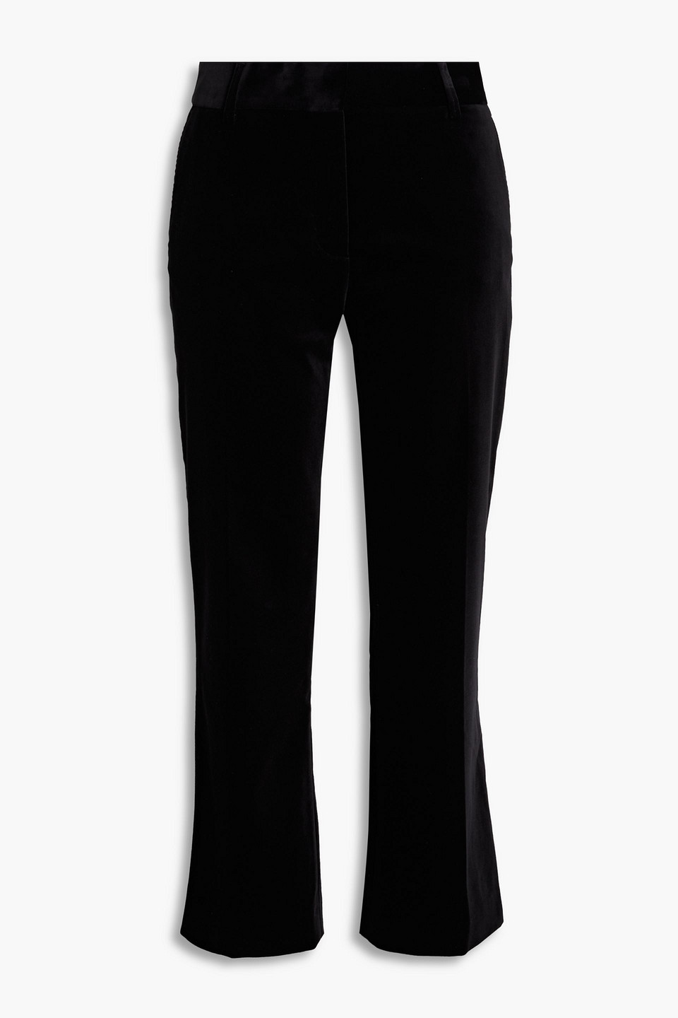 Frame Le Crop Mini Cotton-blend Velvet Bootcut Pants In Black