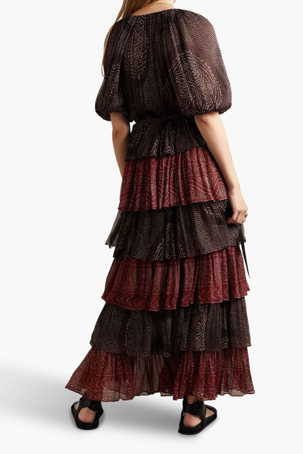 ULLA JOHNSON Emi tiered printed silk-crepon maxi dress