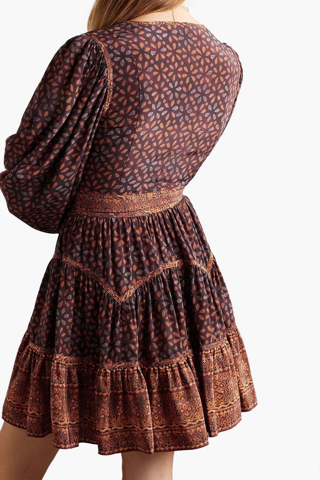 ULLA JOHNSON Hayana ruffled printed silk crepe de chine mini dress