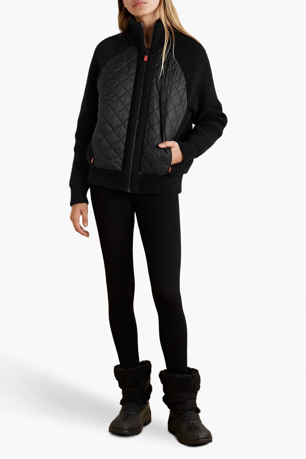 FALKE Quilted shell and ribbed wool-blend jacket
