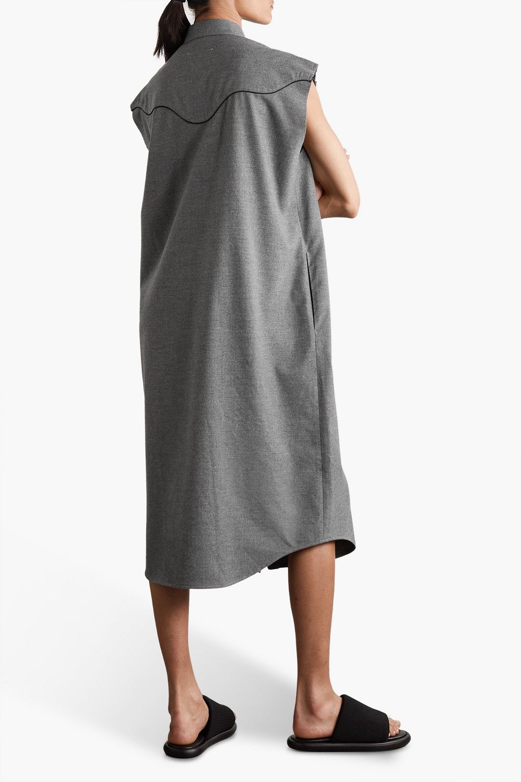 MM6 MAISON MARGIELA Piped flannel midi shirt dress
