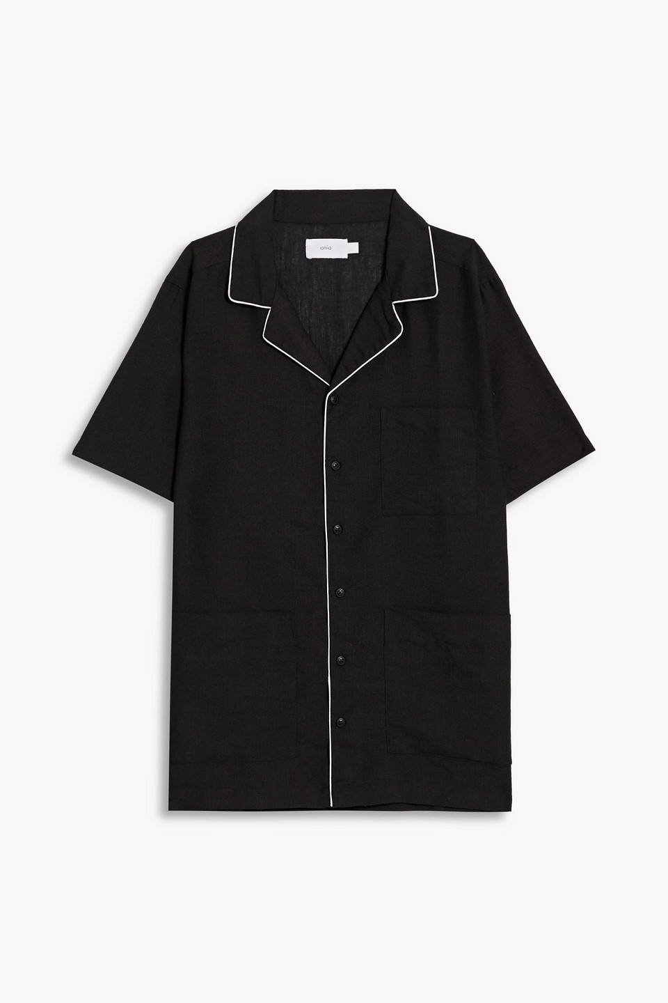 onia - linen-blend shirt - black - m