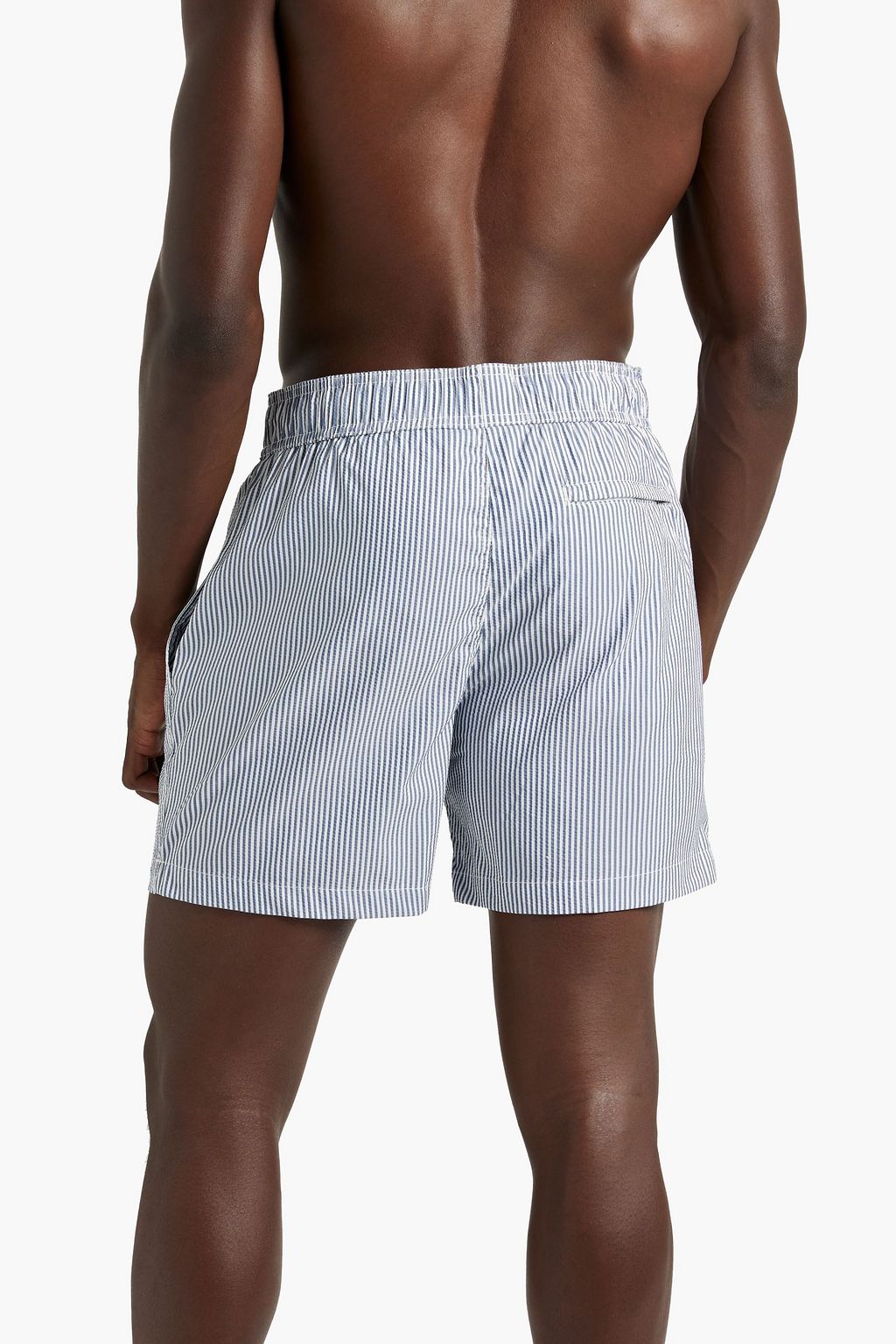 ONIA Charles short-length striped seersucker swim shorts