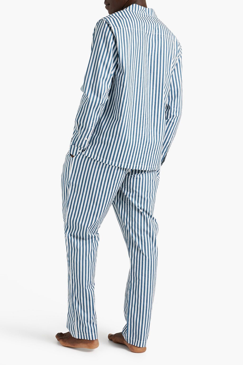 ONIA Striped cotton-poplin pajama shirt