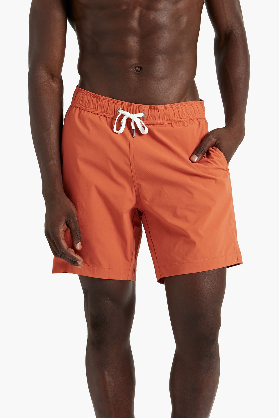 Shop Onia Charles Mid-length Swim Shorts In Orange