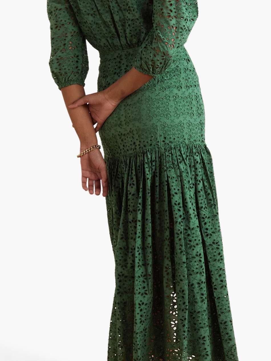 cali off-the-shoulder broderie anglaise cotton maxi dress