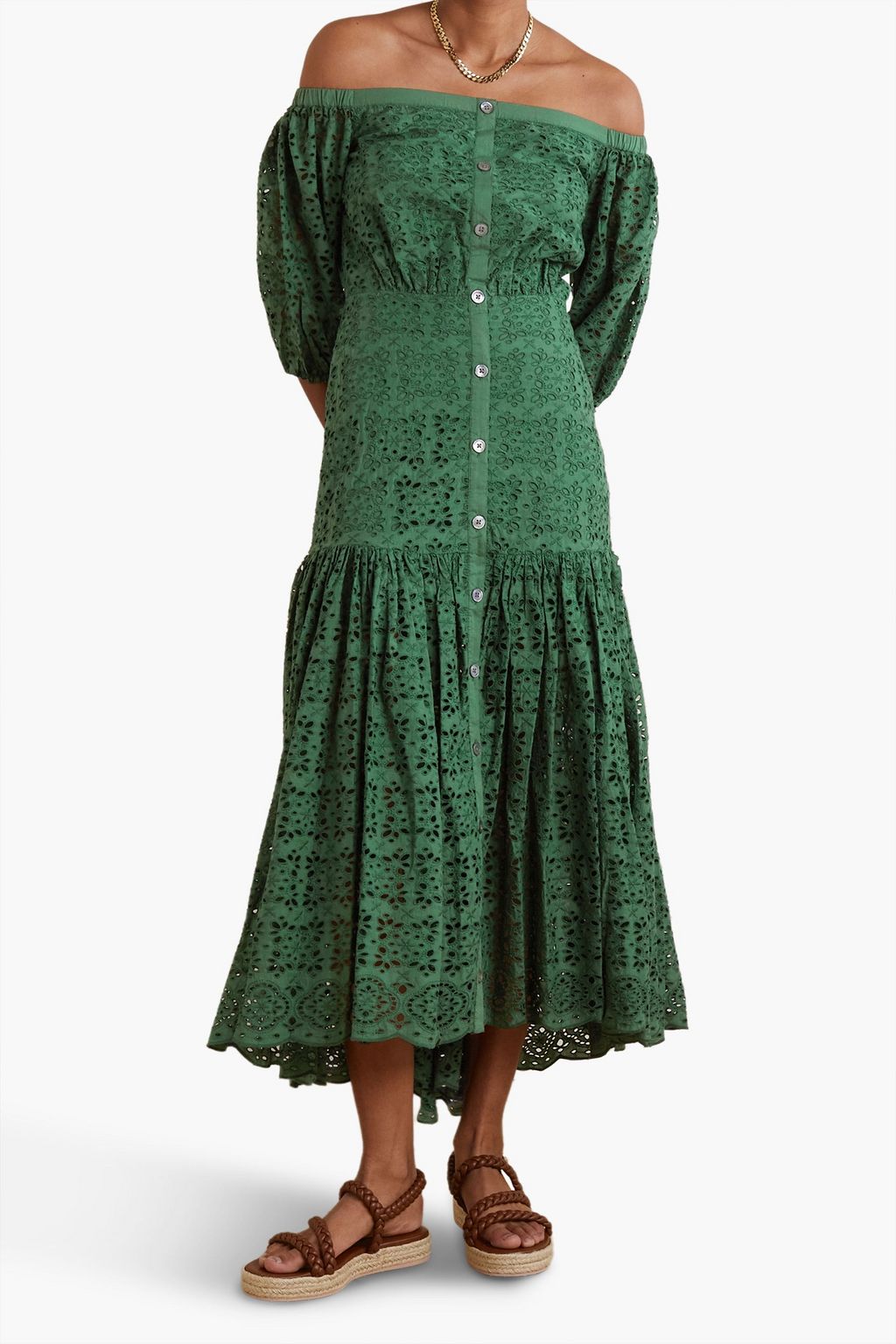 VERONICA BEARD Cali off-the-shoulder broderie anglaise cotton maxi dress