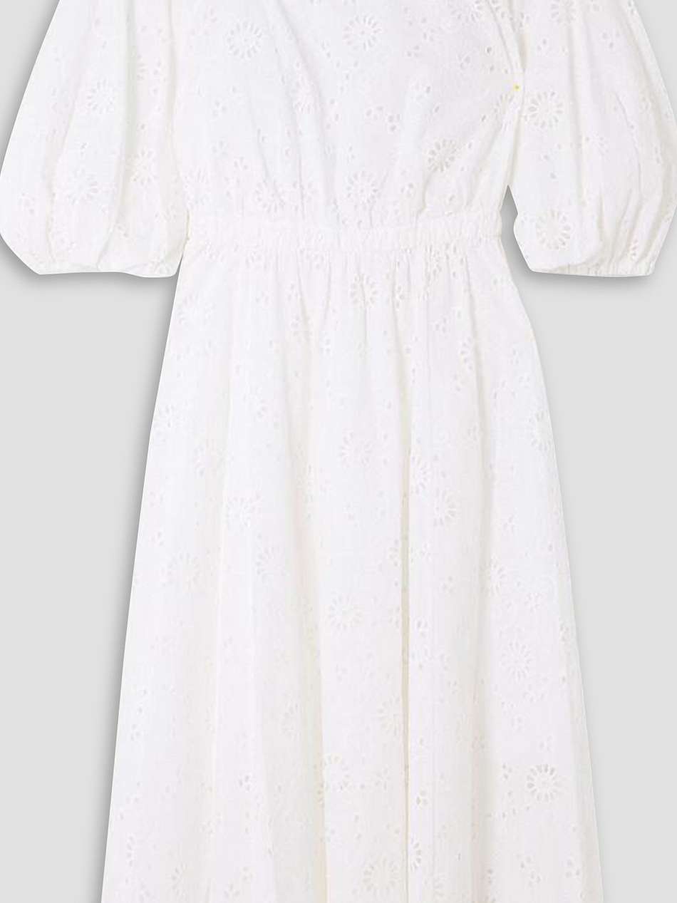 pleated broderie anglaise cotton midi dress