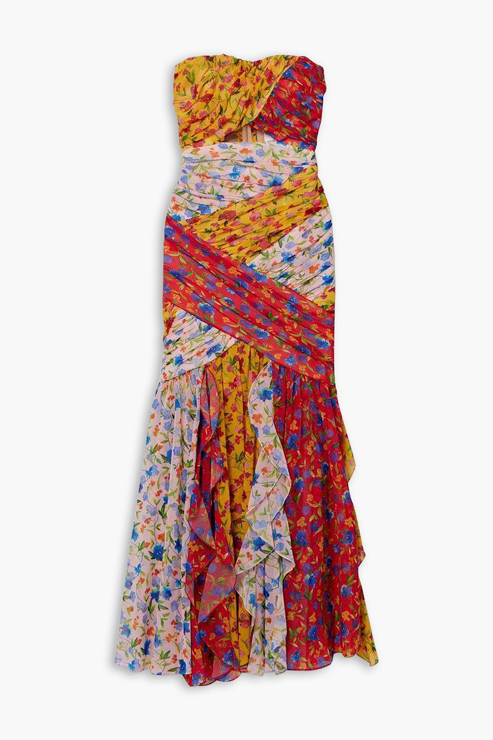 Carolina Herrera Floral-print Cut-out Maxi Dress In Bunt
