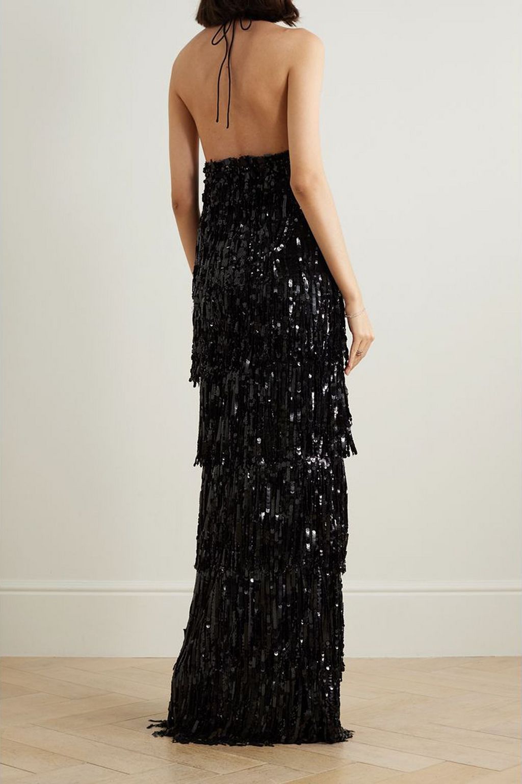 CAROLINA HERRERA Embellished crepe halterneck gown