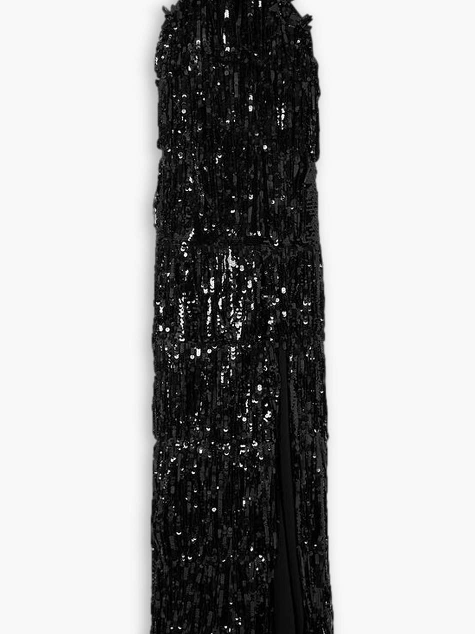 embellished crepe halterneck gown