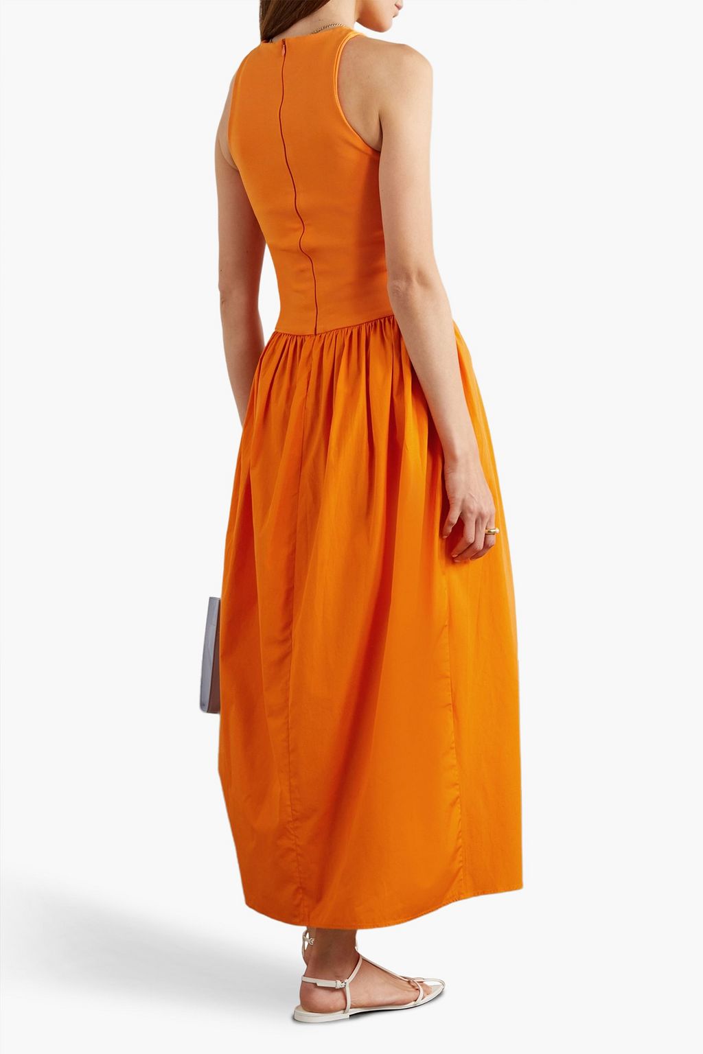 ESSE STUDIOS Stretch-knit and cotton-poplin maxi dress