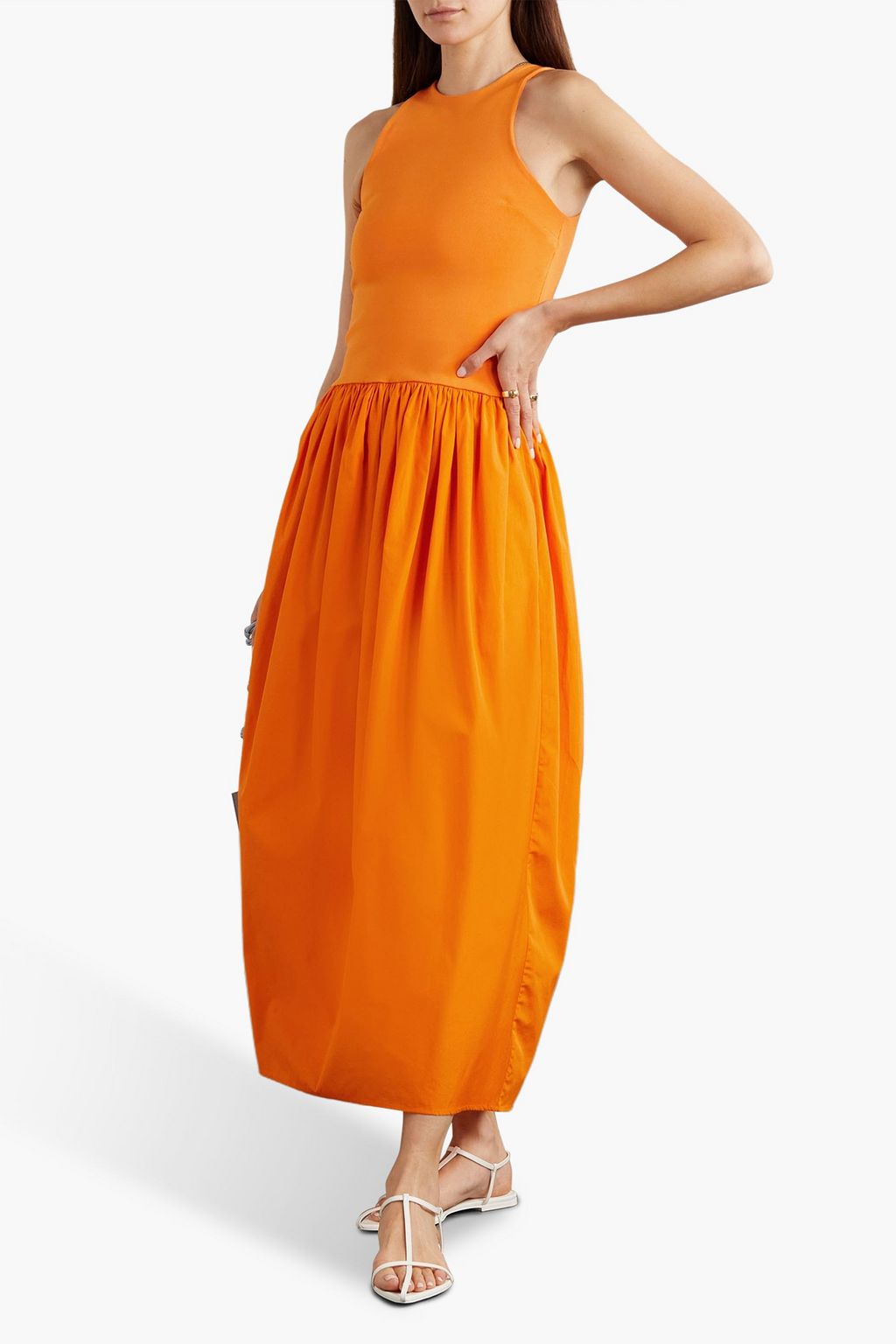 ESSE STUDIOS Stretch-knit and cotton-poplin maxi dress