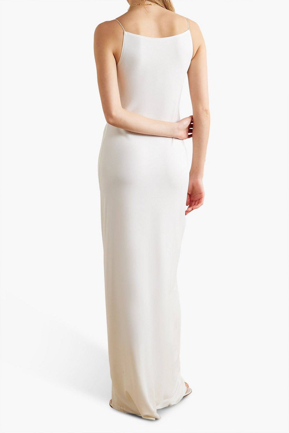 Shop Nili Lotan Annette Stretch-jersey Maxi Dress In Ivory