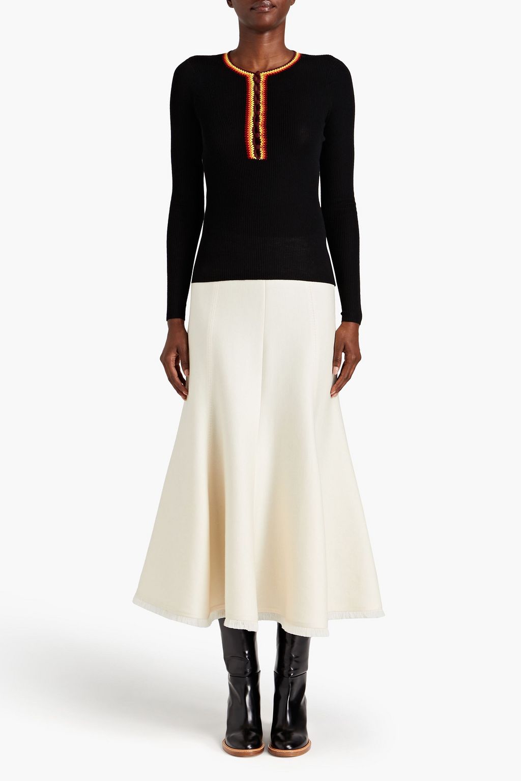 GABRIELA HEARST Meade crochet-trimmed ribbed merino wool top