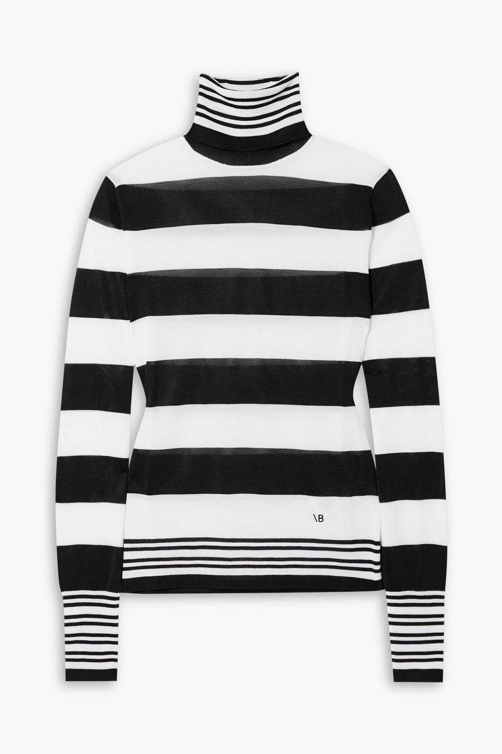 Striped knitted turtleneck sweater black L