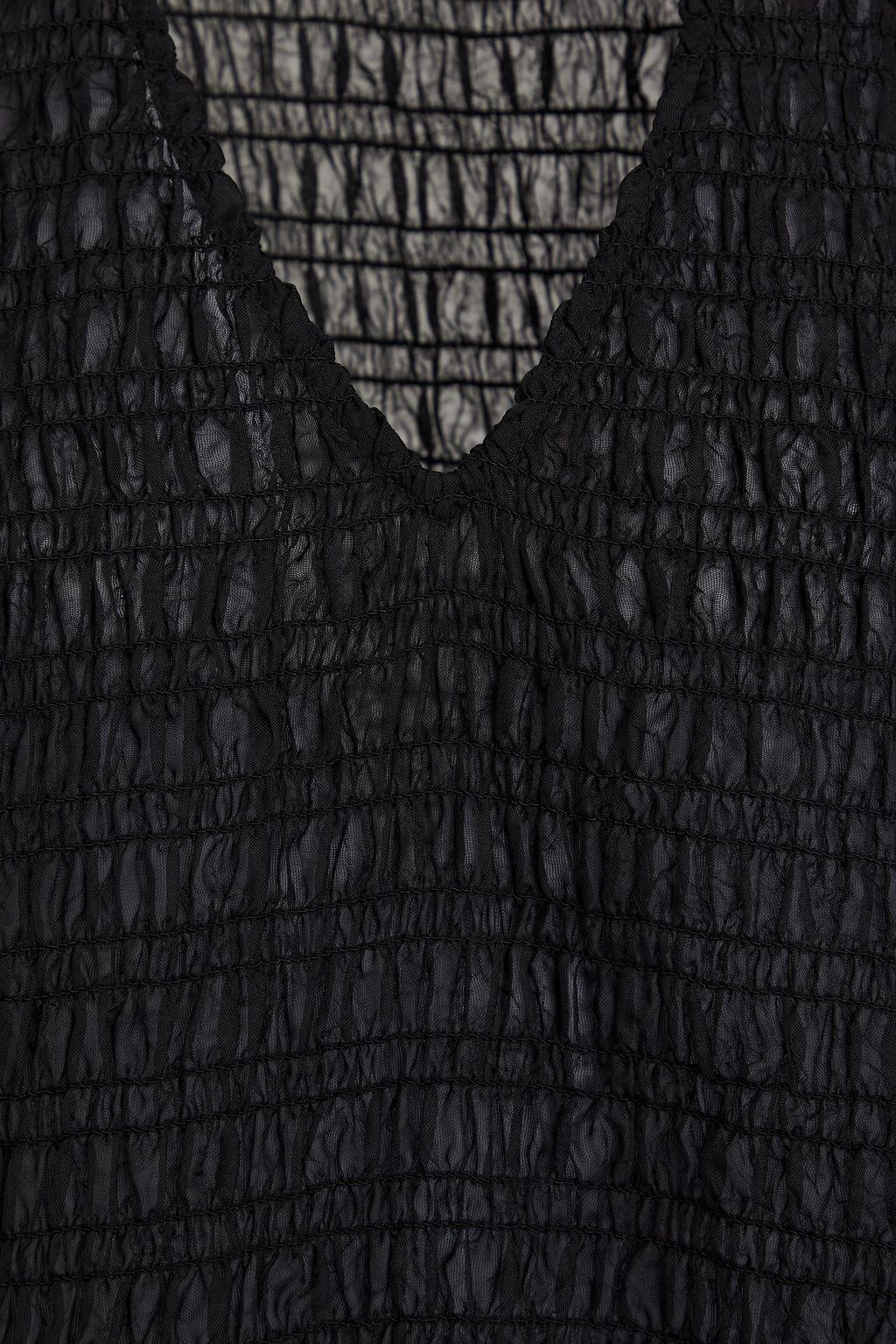 GANNI Shirred crinkled georgette blouse