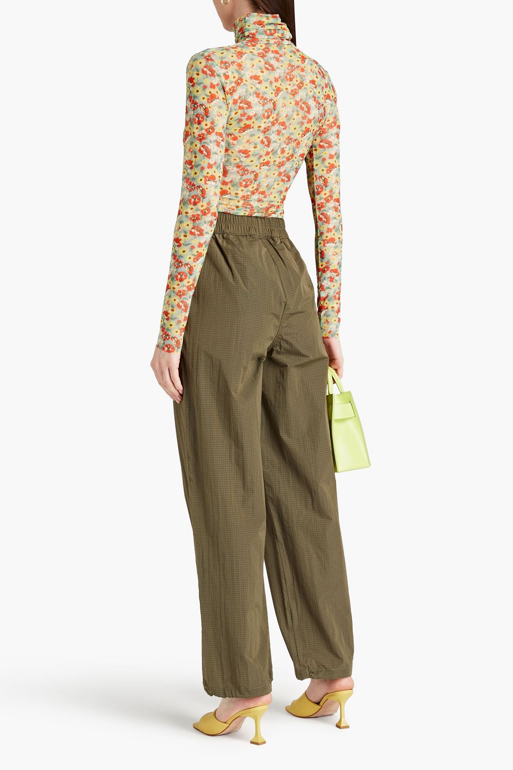 GANNI Logo-print ripstop straight-leg pants