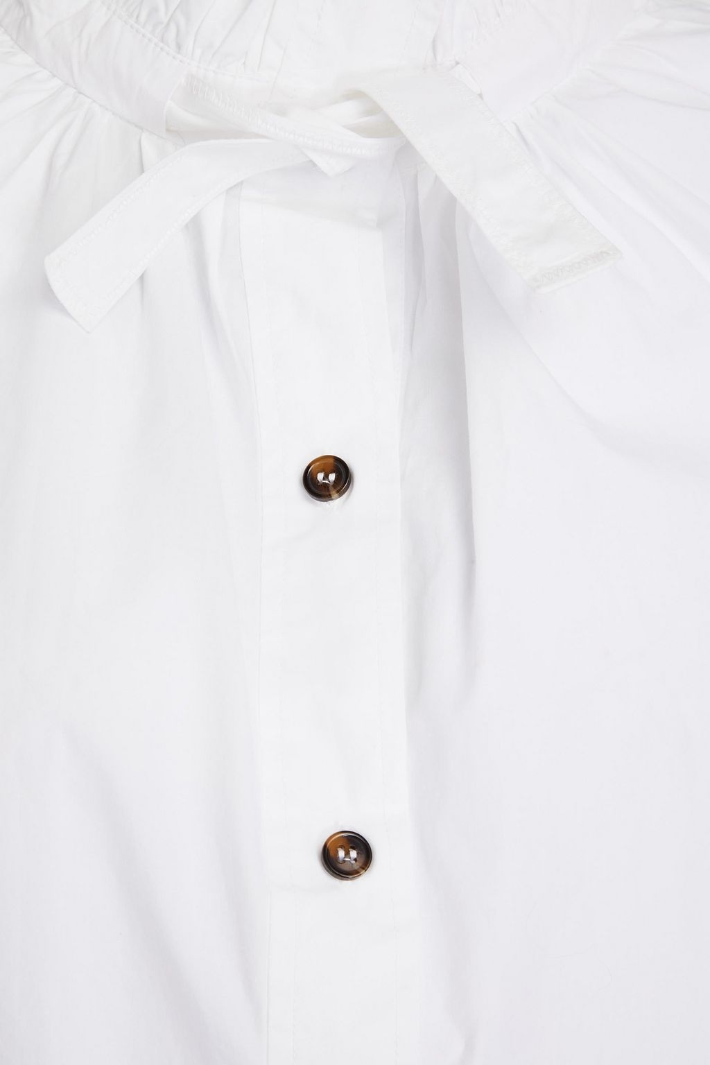 GANNI Gathered cotton-poplin blouse