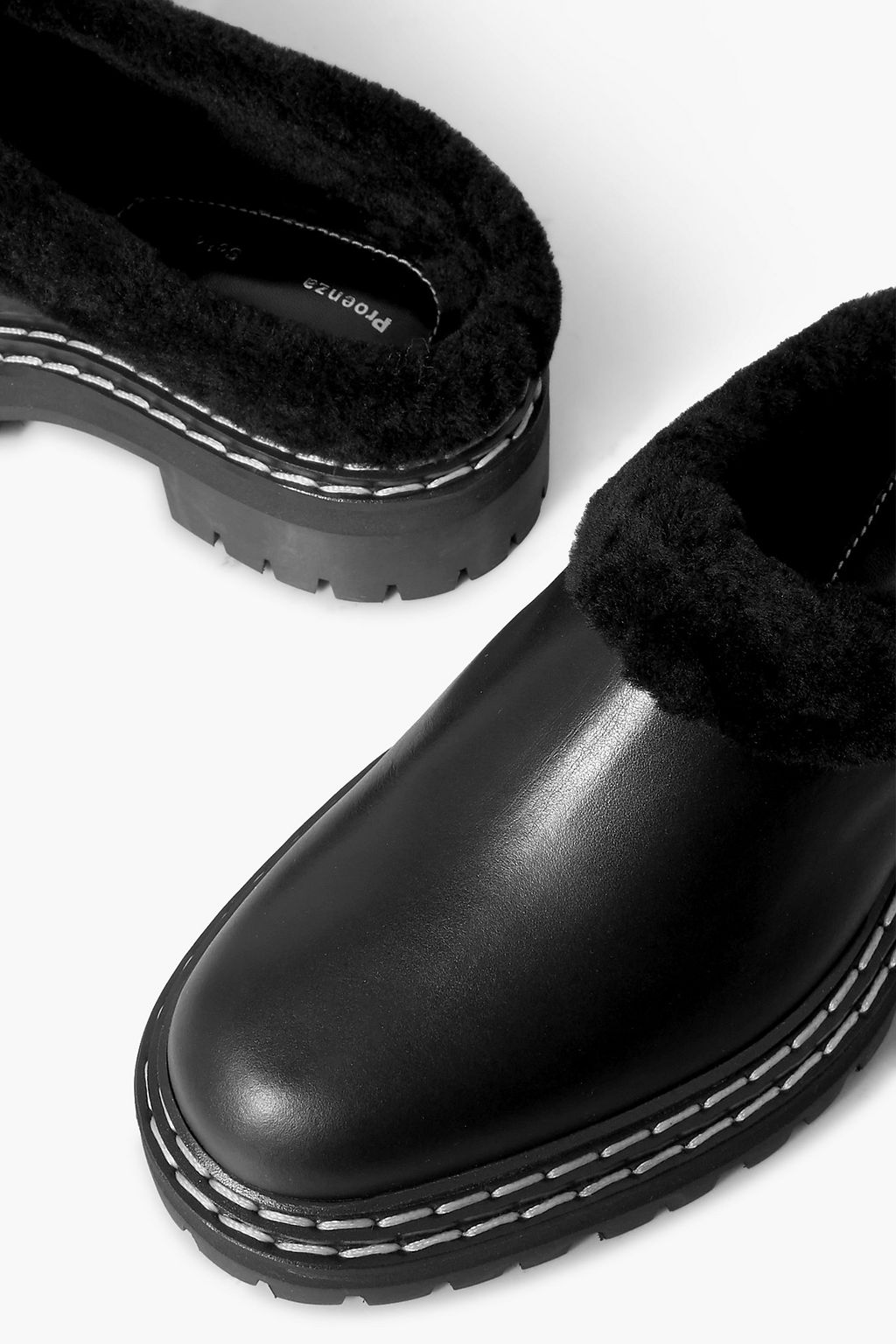 PROENZA SCHOULER Mules aus Leder mit Shearling-Futter