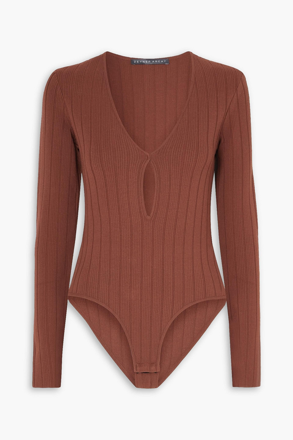 Cutout ribbed-knit bodysuit