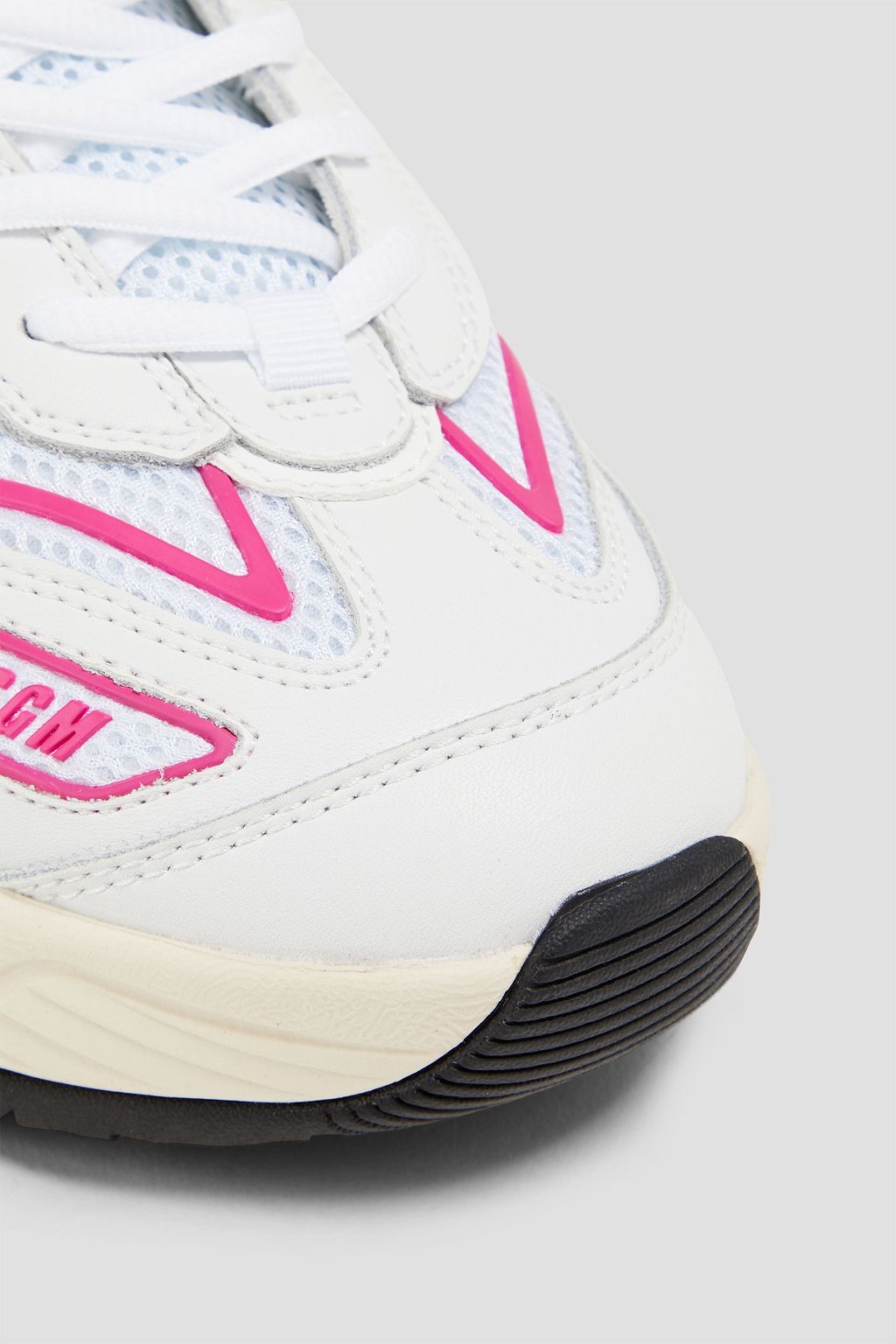 MSGM Two-tone mesh and leather sneakers