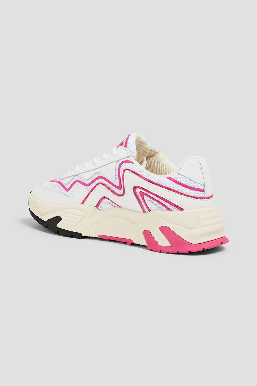 MSGM Two-tone mesh and leather sneakers