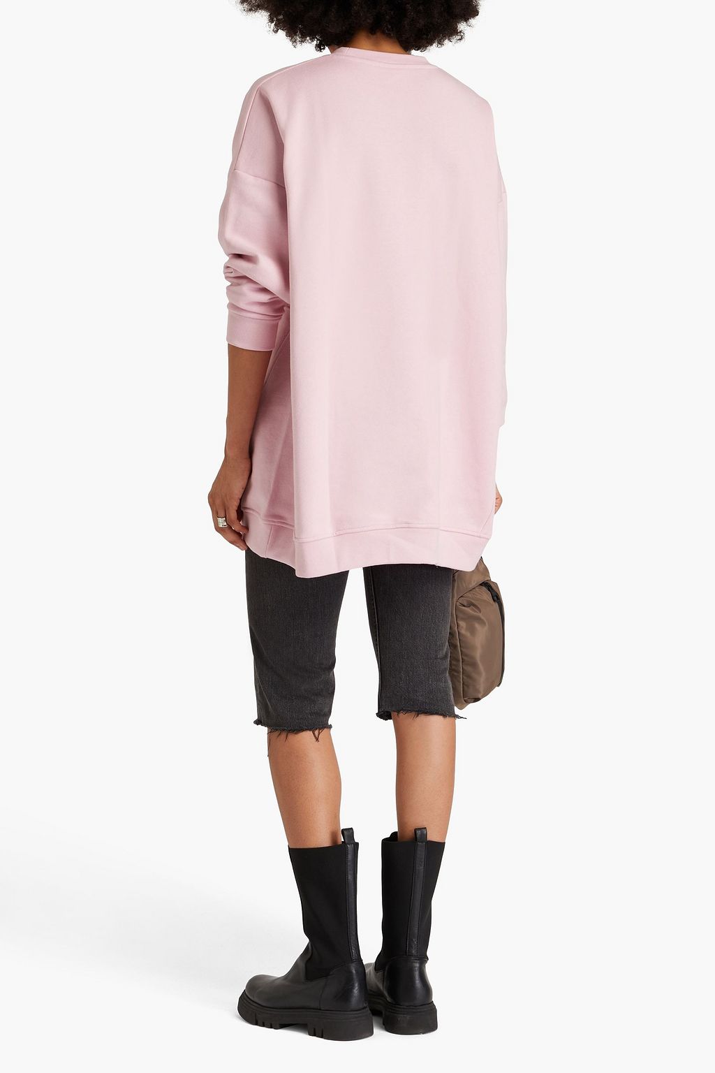 GANNI Oversized cotton-blend fleece sweatshirt