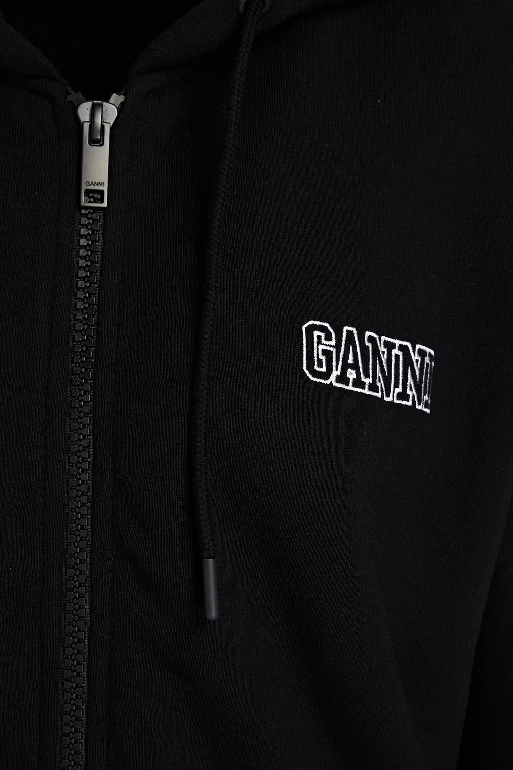 GANNI Cotton-blend fleece hooded jacket
