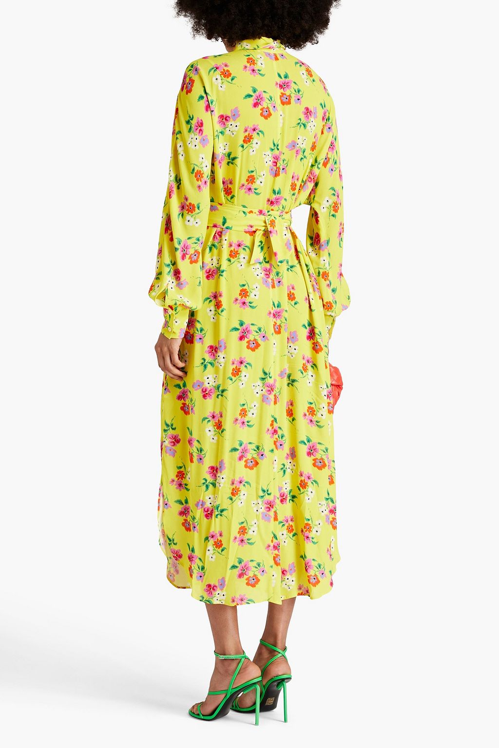 MSGM クレープ ミディシャツワンピース フローラルプリント