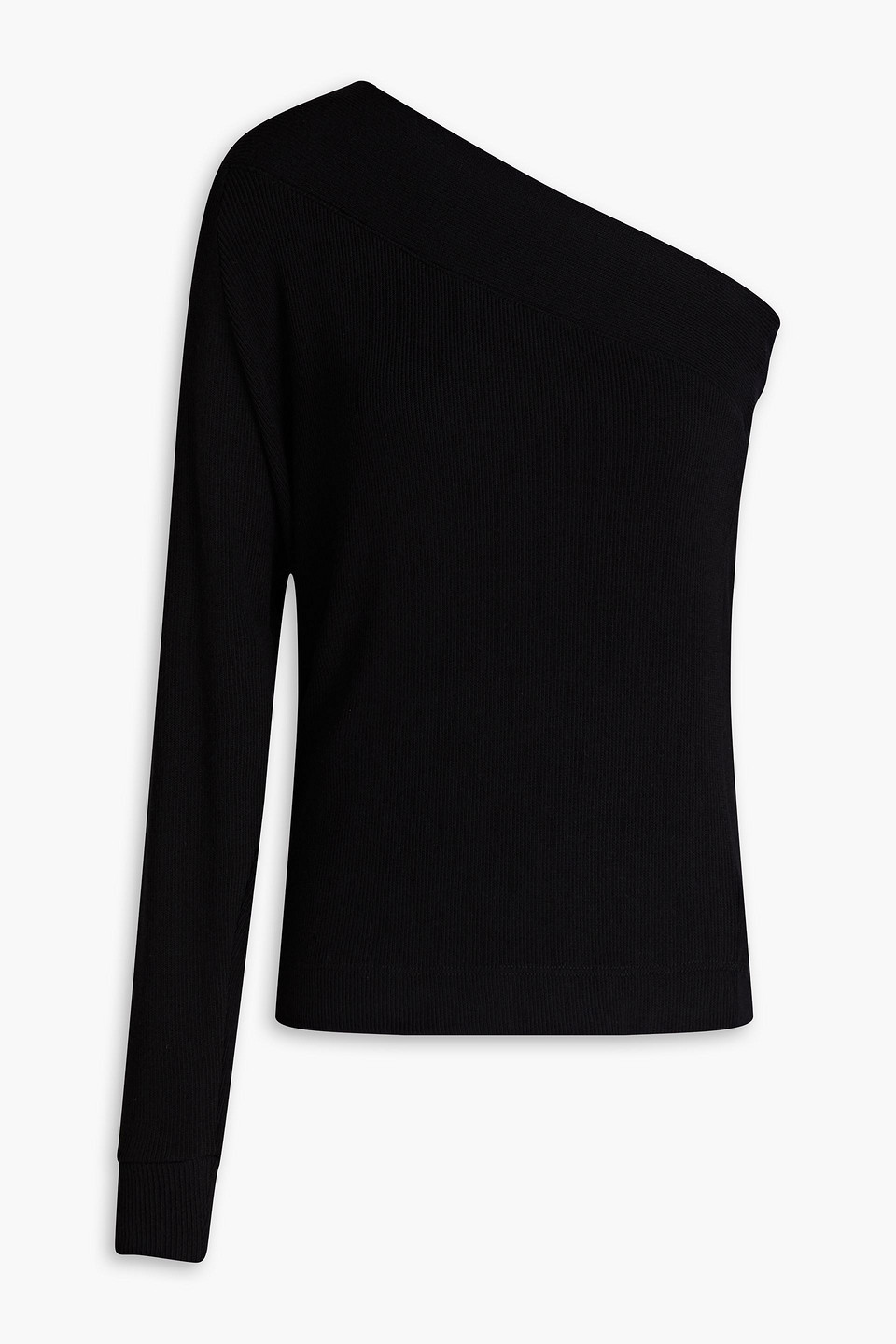 Enza Costa Asymmetrischer Pullover Aus Rippstrick In Black