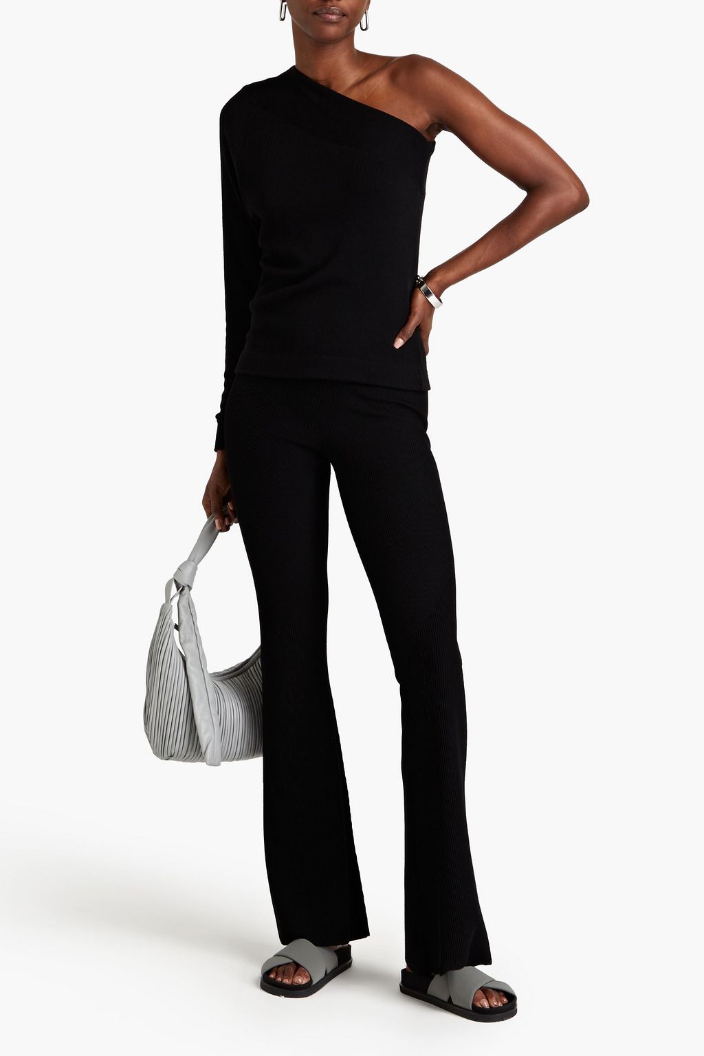 ENZA COSTA One-shoulder ribbed-knit top