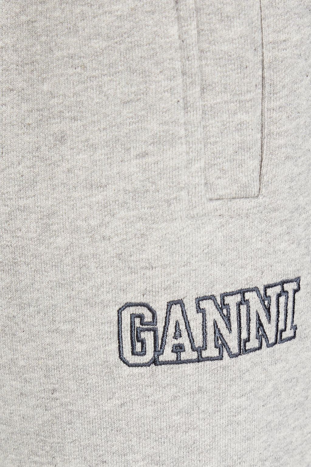 GANNI Embroidered French cotton-blend terry track pants