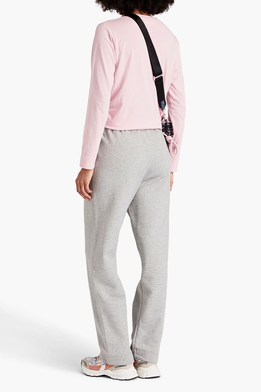 GANNI Embroidered French cotton-blend terry track pants