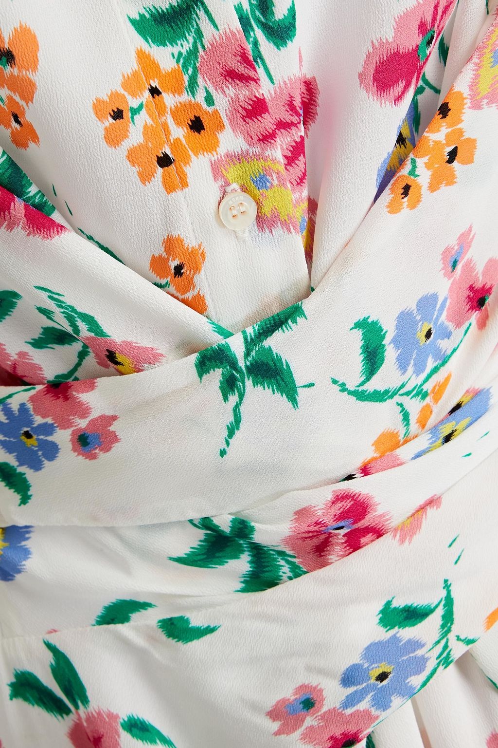 MSGM فستان متوسط الطول بأسلوب القميص من الكريب مزين بطبعة الأزهار