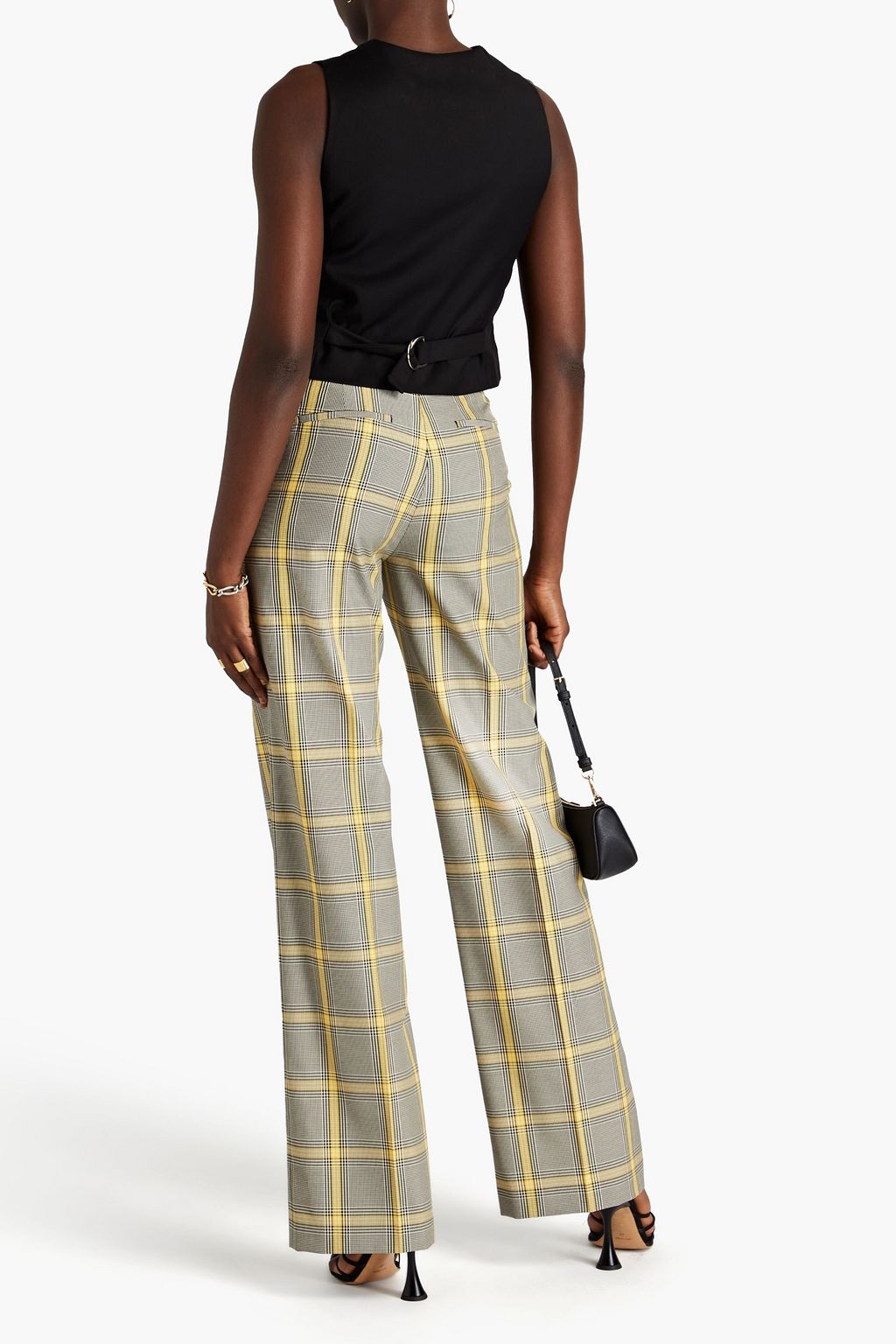 MSGM クレープ ストレートレッグパンツ グレンチェック