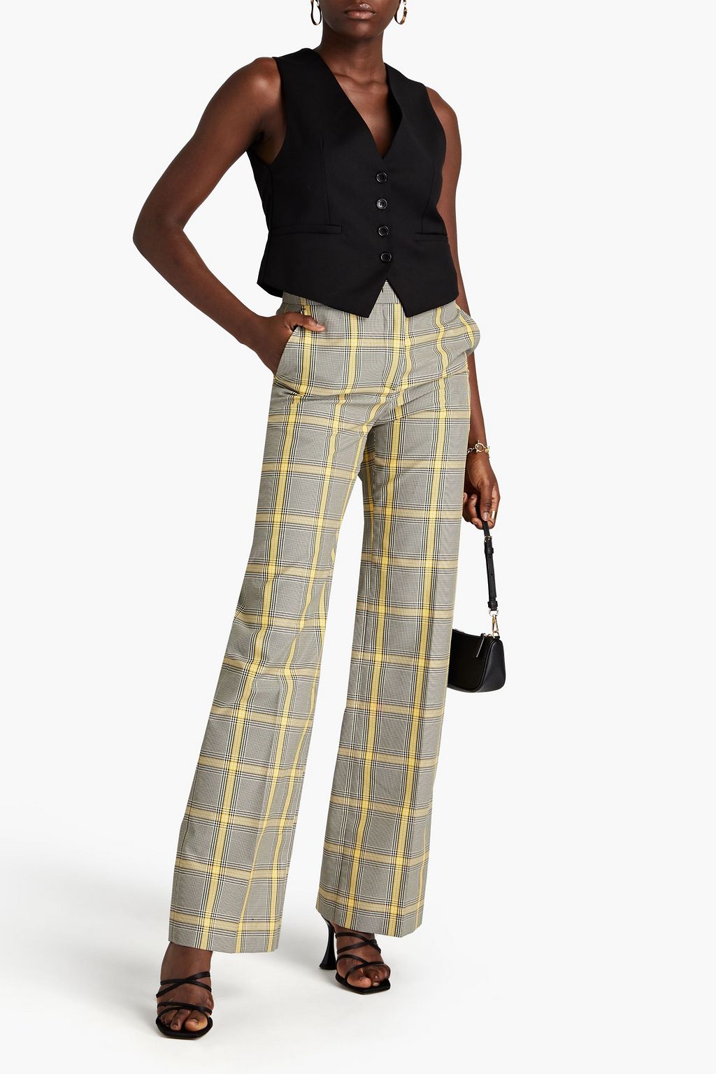 MSGM クレープ ストレートレッグパンツ グレンチェック