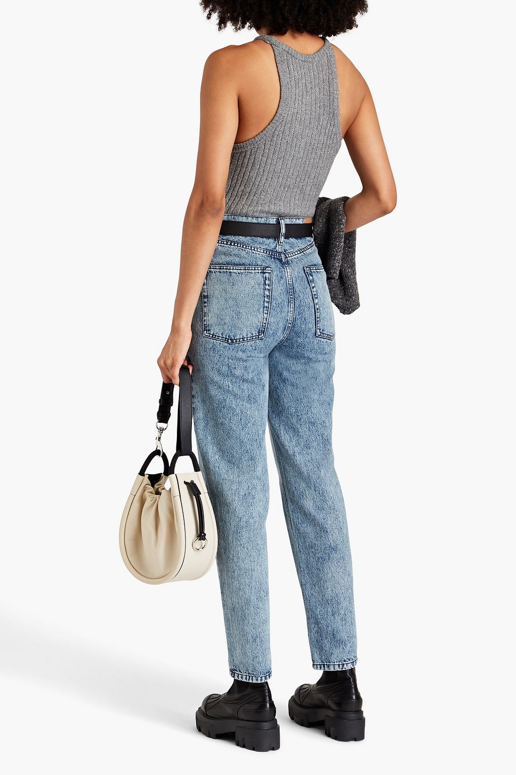 TOMORROW DENIM جينز 'إيوا' بأرجل مستقيمة وخصر عالٍ مغسول بالحمض